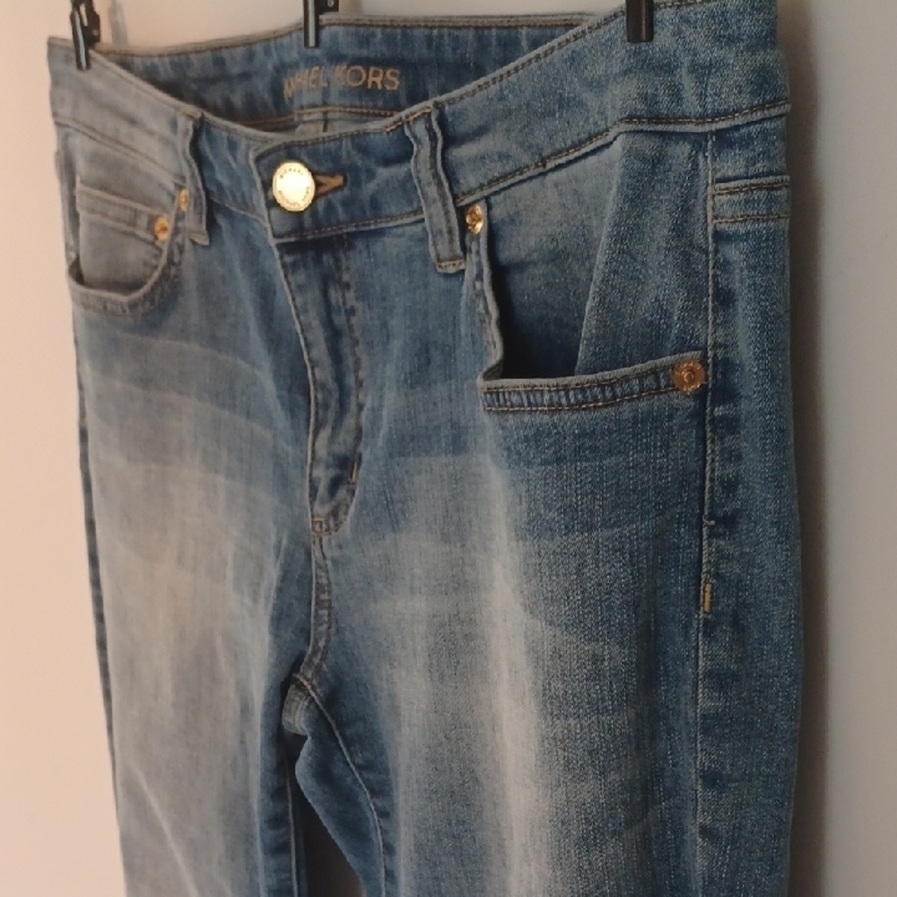 Michael Kors Blue Gold Cropped Jeans, 12/14 - Picture 4 of 7